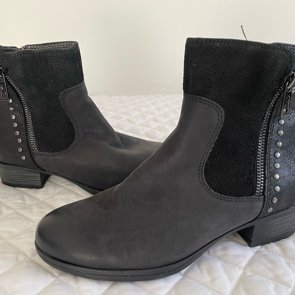 Black leather ankle boots